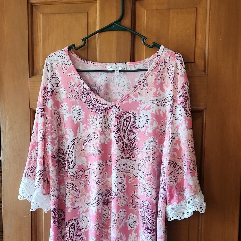 Pink and White Paisley Blouse